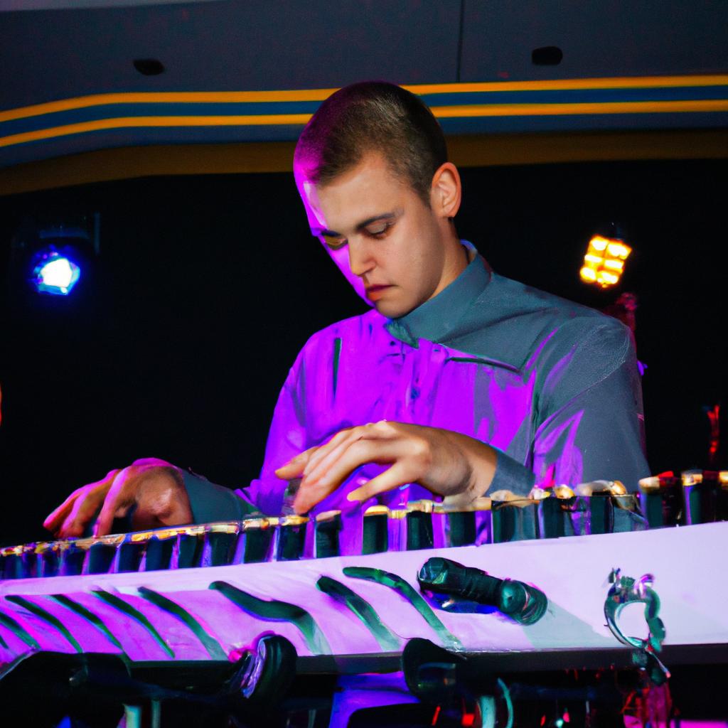 Person playing musical instrument on stage