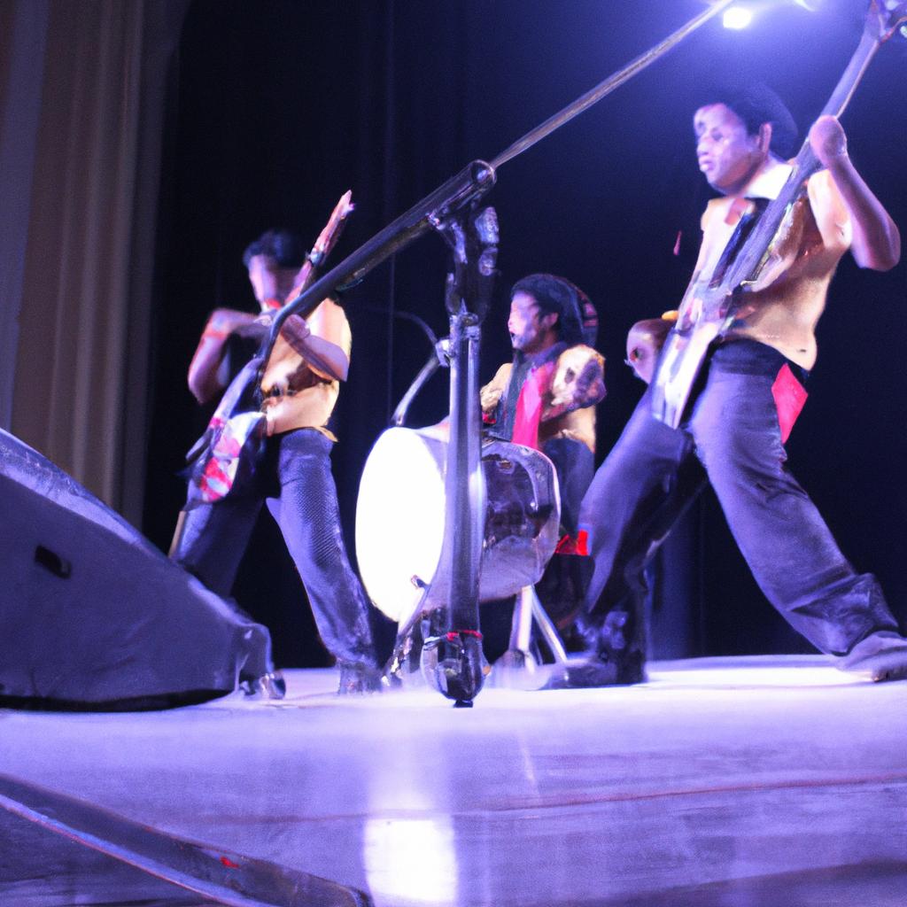 Group members performing on stage